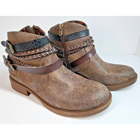 Blowfish Shoes Blowfish Malibu Brown Braided Strap Buckle Ankle